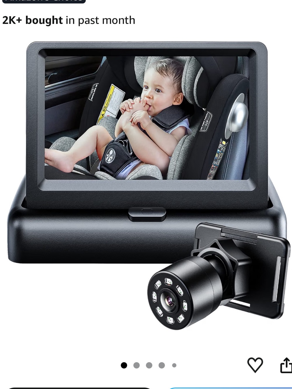 Black Kids Car Backup Camera Monitor with LCD Display